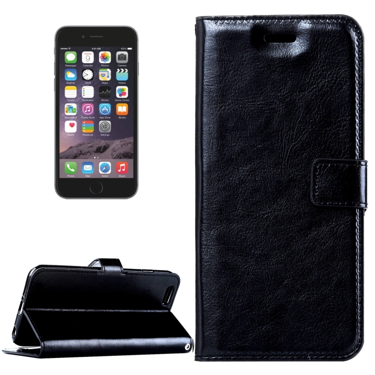 

For iPhone 6 & 6s Crazy Horse Texture Horizontal Flip Leather Case with Magnetic Buckle & Holder & Card Slots & Wallet & Photo Frame(Black)