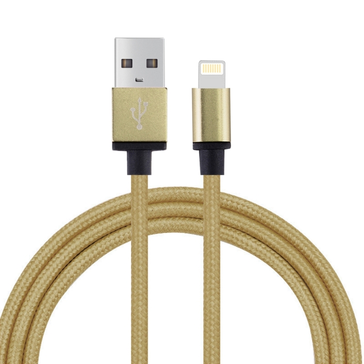 

1m Woven Style Metal Head 58 Cores 8 Pin to USB 2.0 Data / Charger Cable, For iPhone XR / iPhone XS MAX / iPhone X & XS / iPhone 8 & 8 Plus / iPhone 7 & 7 Plus / iPhone 6 & 6s & 6 Plus & 6s Plus / iPad(Gold)