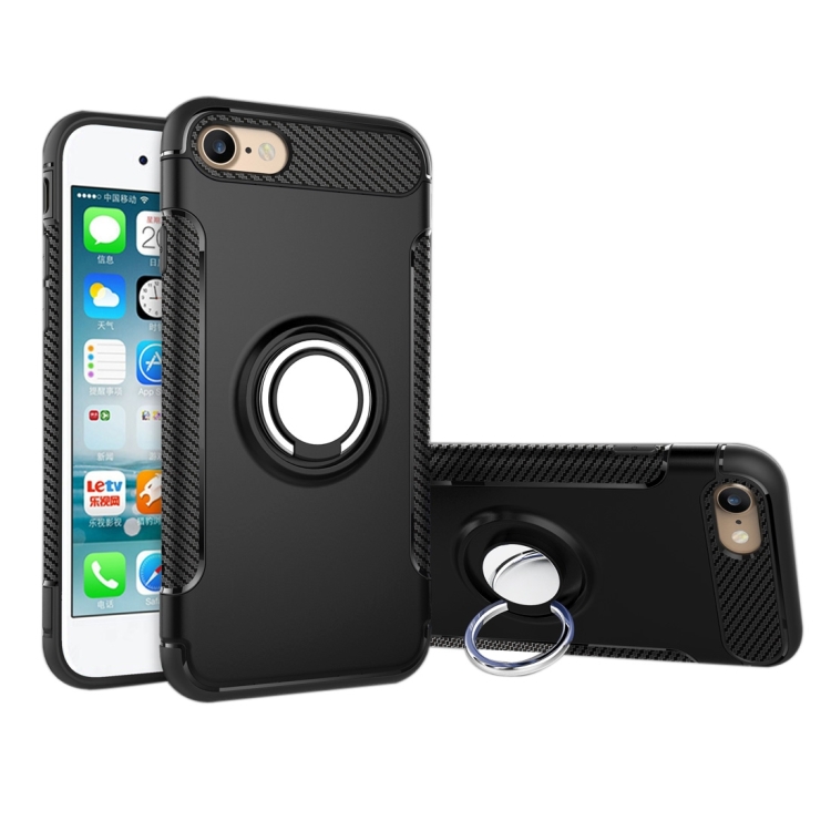 

For iPhone 6 & 6s Magnetic 360 Degree Rotation Ring Armor Protective Case(Black)