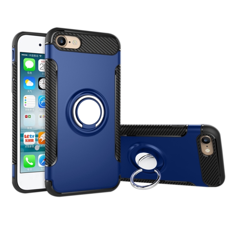 

For iPhone 6 & 6s Magnetic 360 Degree Rotation Ring Armor Protective Case(Blue)