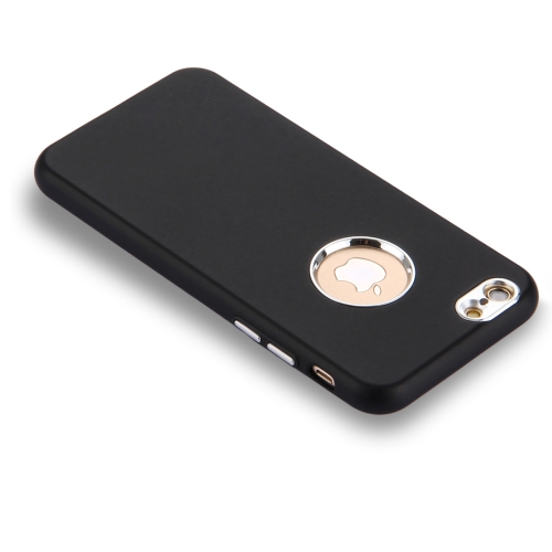 

For iPhone 6 & 6s Pure Colour Oil Spout Soft TPU Metal Button Protective Case Back Cover(Black)