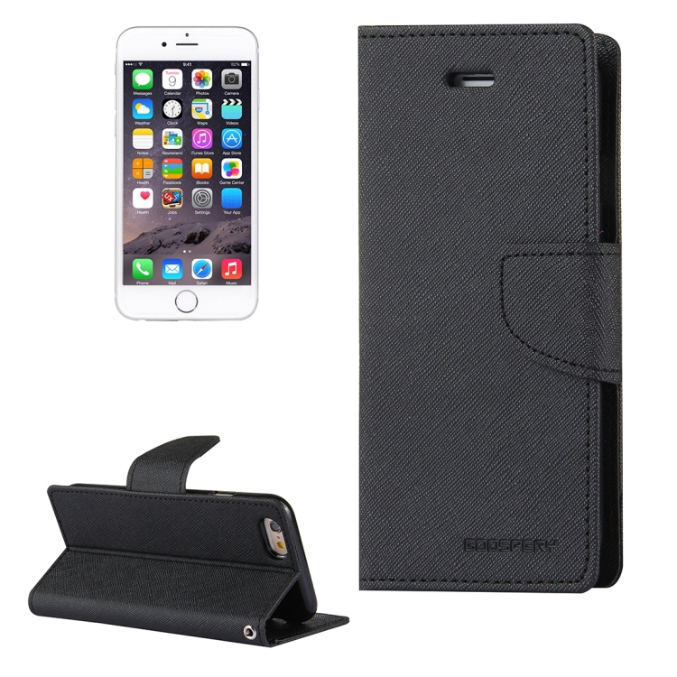 

GOOSPERY FANCY DIARY for iPhone 6 & 6s Cross Texture Horizontal Flip Leather Case with Card Slots & Wallet & Holder(Black)