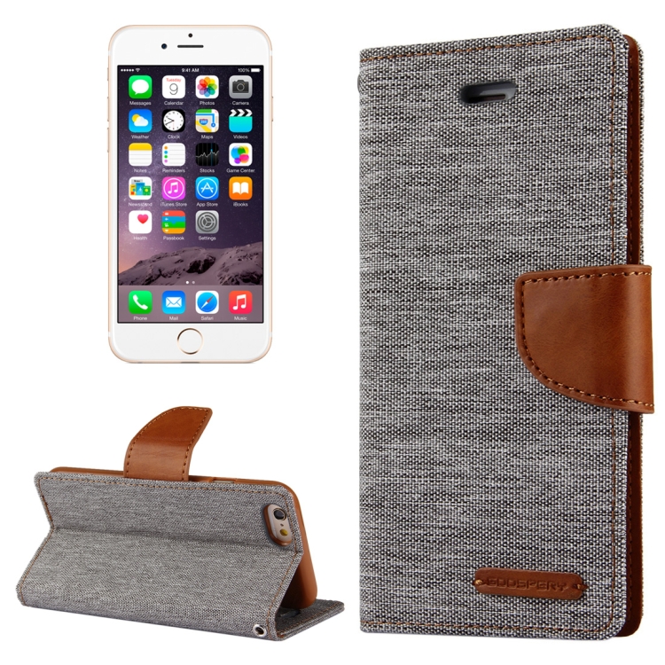 

GOOSPERY CANVAS DIARY for iPhone 6 & 6s Canvas Texture Horizontal Flip Leather Case with Card Slots & Wallet & Holder(Grey)