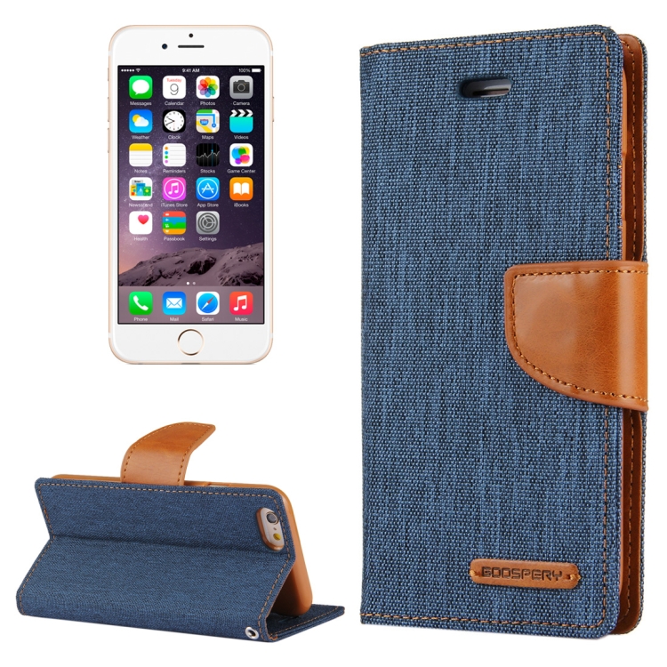 

GOOSPERY CANVAS DIARY for iPhone 6 & 6s Canvas Texture Horizontal Flip Leather Case with Card Slots & Wallet & Holder(Navy Blue)