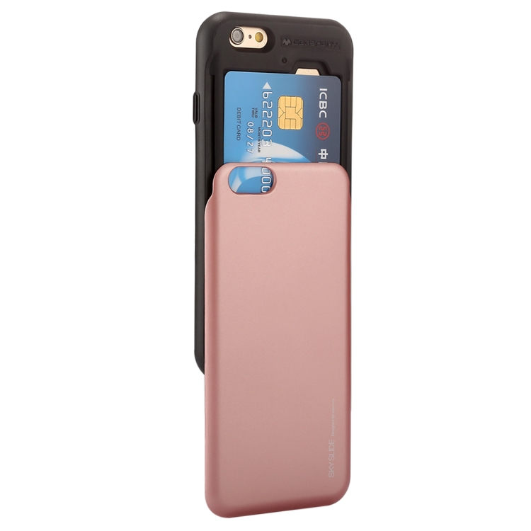 

GOOSPERY for iPhone 6 & 6s TPU + PC Sky Slide Bumper Protective Back Case with Card Slots(Rose Gold)