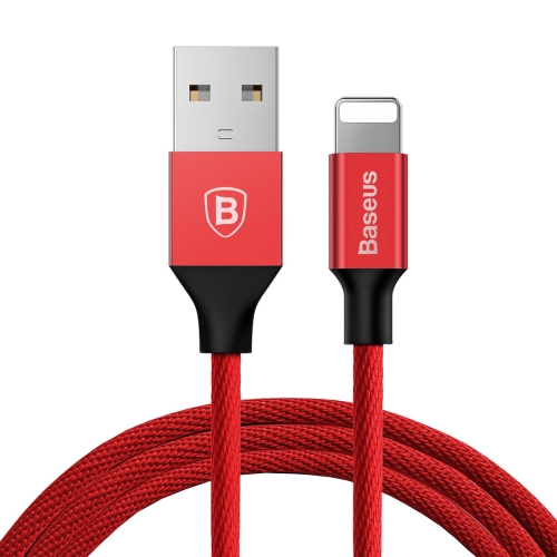 

Baseus 1.8m 2A Yiven Cable Woven Style Metal Head 8 Pin to USB Data Sync Charging Cable for iPhone & iPad & iPod(Red)
