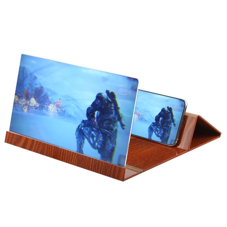 

12.0 inch Universal Foldable Portable Wood + Organic Glass Eyeshield 3D Video Mobile Phone Screen Magnifier Bracket Enlarge with Holder for All Smartphones, Size: 260*190*8mm