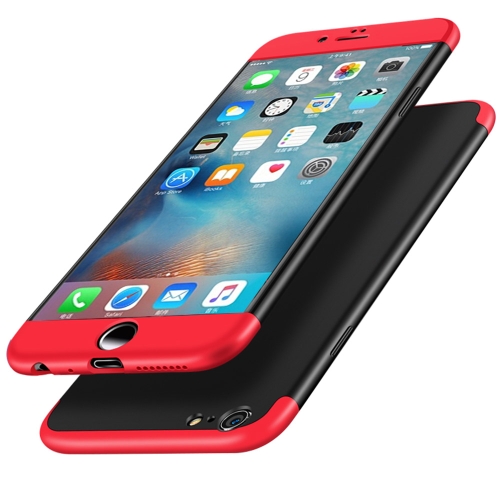 

GKK for iPhone 6 & 6s PC Three - paragraph Shield 360 Degrees Full Coverage Protective Case Back Cover (Black + Red)