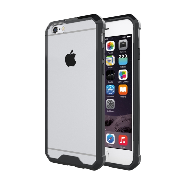 

For iPhone 6 & 6s Shockproof Acrylic + TPU Transparent Armor Protective Case (Black)