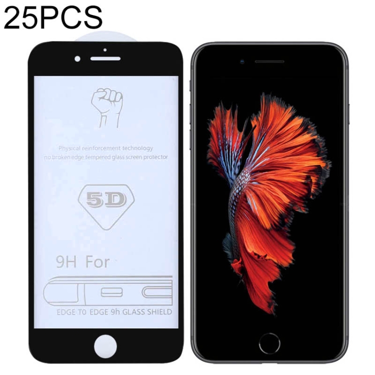 

25 PCS 9H 5D Full Glue Full Screen Tempered Glass Film for iPhone 6 / 6s