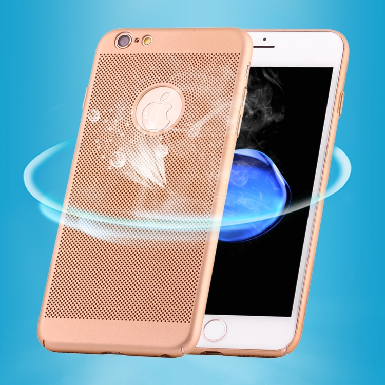 

For iPhone 6 Plus & 6s Plus Lightweight Breathable Full Coverage PC Shockproof Protective Back Cover Case (Gold)