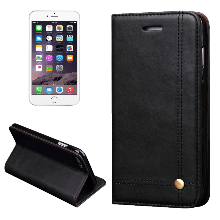 

For iPhone 6 Plus & 6s Plus Retro Crazy Horse Texture Magnetic Adsorption Horizontal Flip Leather Case with Card Slot & Holder & Wallet(Black)