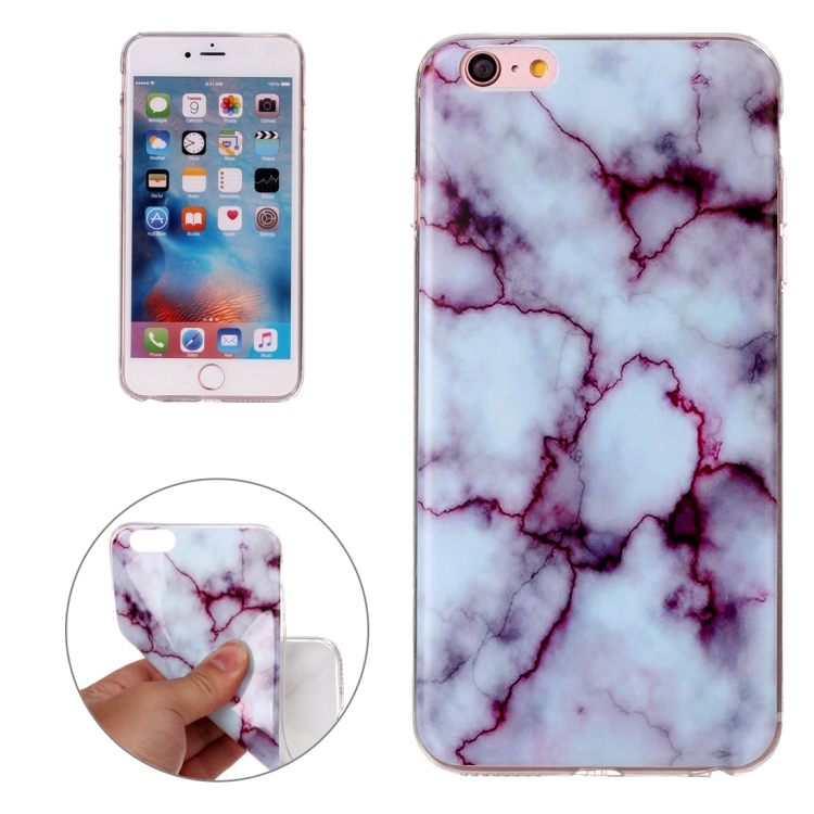 

For iPhone 6 Plus & 6s Plus Purple Marbling Pattern Soft TPU Protective Back Cover Case