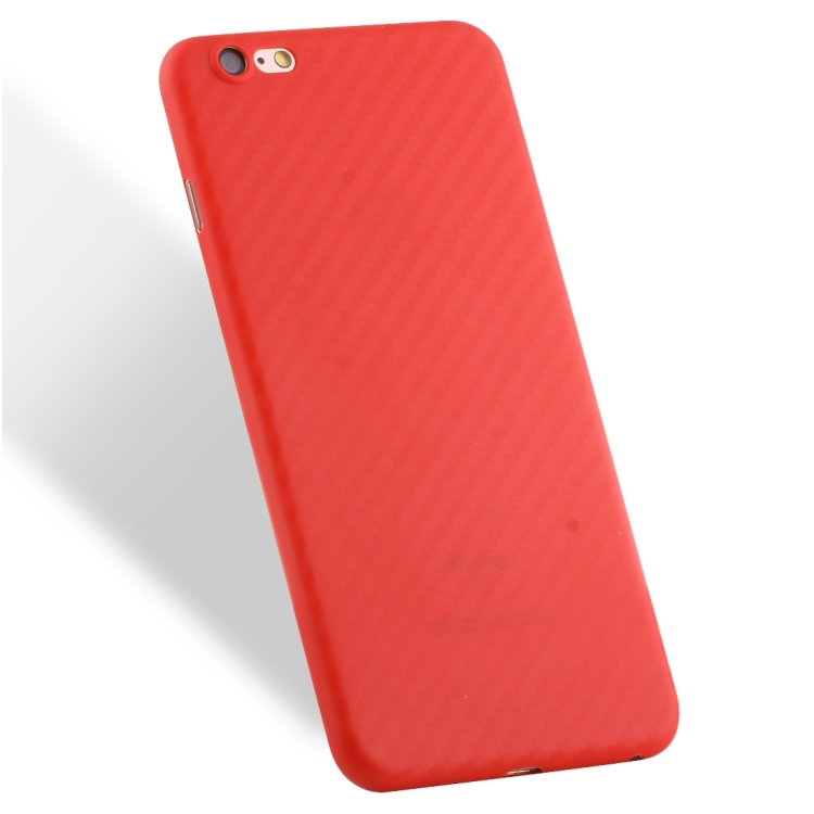 

For iPhone 6 Plus & 6s Plus Carbon Fibre Texture PP Protective Back Cover Case (Red)