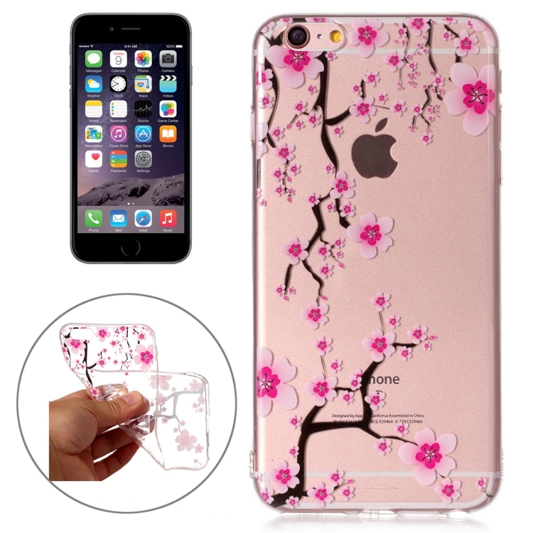 

For iPhone 6 Plus & 6s Plus Pink Plum Blossom Pattern TPU Protective Case