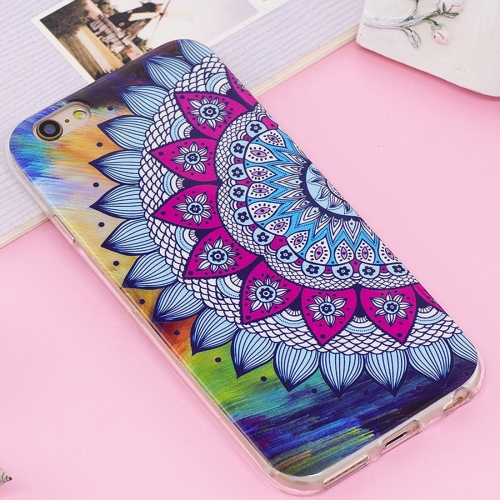 

For iPhone 6 Plus & 6s Plus Noctilucent IMD Half Flower Pattern Soft TPU Back Case Protector Cover