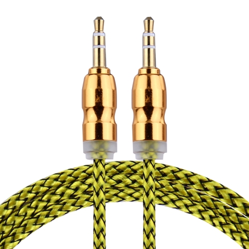 

Woven Style Metal Head 3.5mm Male to Male Plug Jack Stereo Audio AUX Cable for iPhone, iPad, Samsung, iPod Laptop, MP3, Length: 1m(Yellow)