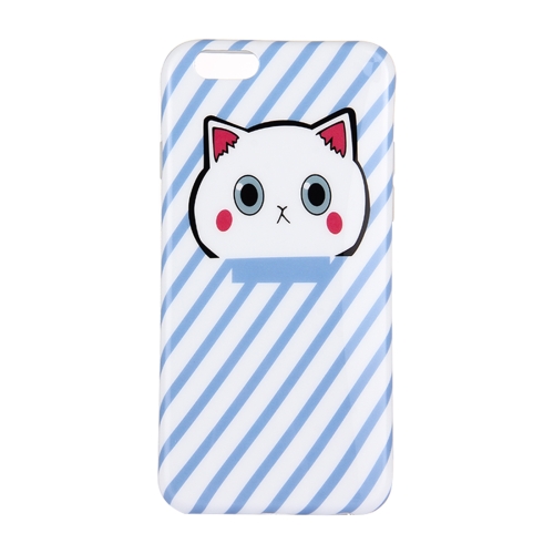 

For iPhone 6 Plus & 6s Plus Blue Background Lovely Cartoon Cat Pattern IMD Dropproof Protective Back Cover Case