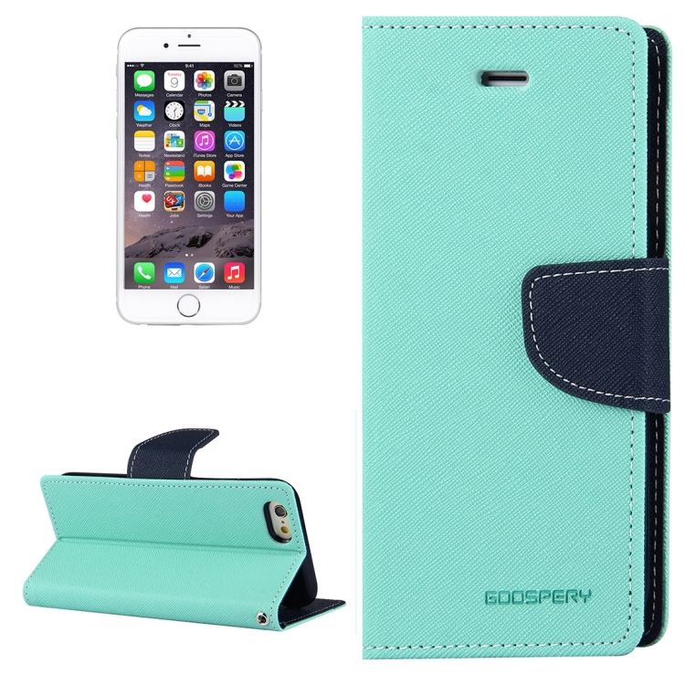 

MERCURY GOOSPERY FANCY DIARY for iPhone 6 Plus & 6s Plus Cross Texture Horizontal Flip Leather Case with Card Slots & Wallet & Holder(Light Green)
