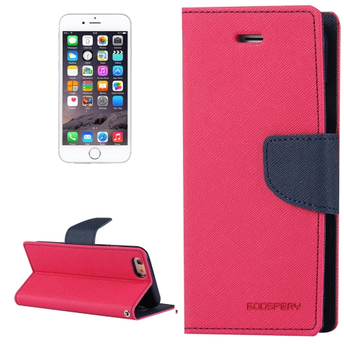 

GOOSPERY FANCY DIARY for iPhone 6 Plus & 6s Plus Cross Texture Horizontal Flip Leather Case with Card Slots & Wallet & Holder(Magenta)