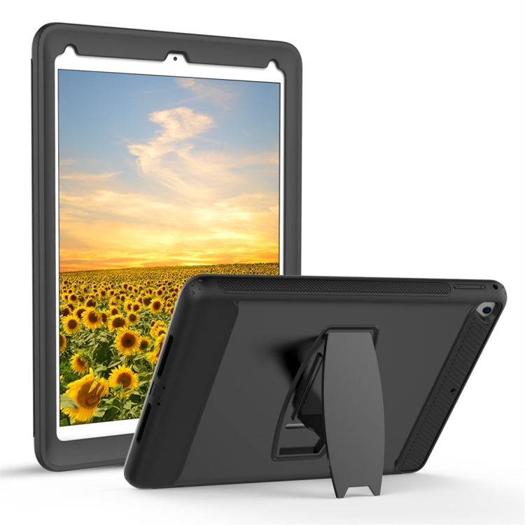 

For iPad 9.7 (2018) & iPad 9.7 (2017) PC+Silicone Shock Resistant Protective Back Cover Case With Holder(Black)