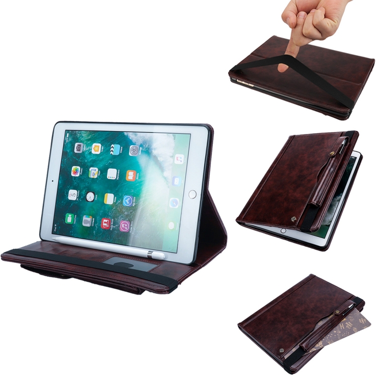 

Horizontal Flip Leather Case for iPad 9.7(2018) & 9.7(2017) & Pro 9.7 & Air2 & Air, with Double Card Slots & Pen Slots & Holder & Wallet & Photo Frame(Dark Brown)