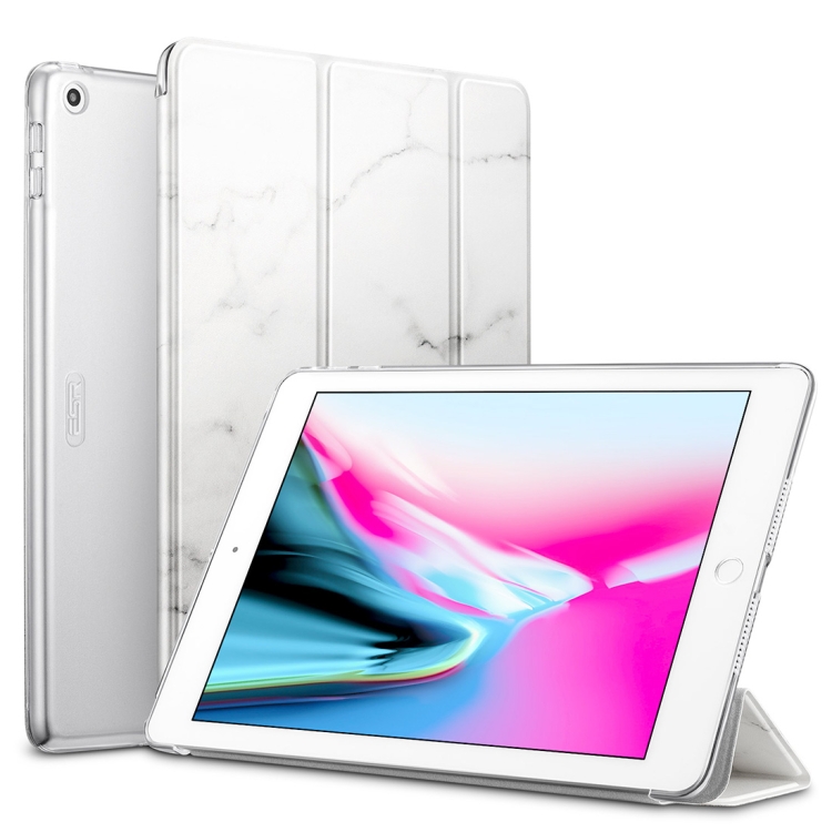 

ESR Marble Series Three-folding Magnetic Leather Case for iPad 9.7 (2018) / (2017), with Sleep / Wake-up Function (White)