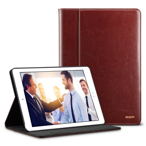 

ESR Intelligent Sries Horizontal Flip Leather Case for iPad 9.7 (2018) / (2017), with Holder & Pen Slot & Sleep / Wake-up Function(Brown)