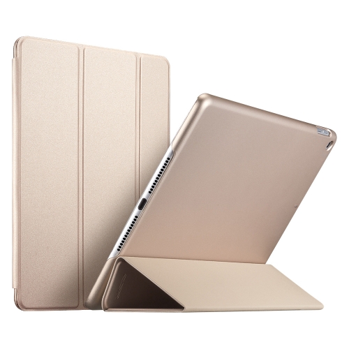 

ESR Yippee Color Gentility Series Silicone Back Cover Three-folding Leather Case for iPad 9.7 (2018) / (2017), with Sleep / Wake-up Function(Champagne Gold)