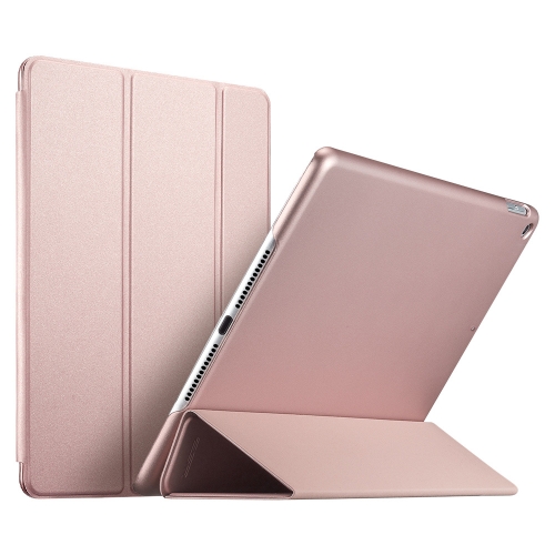 

ESR Yippee Color Gentility Series Silicone Back Cover Three-folding Leather Case for iPad 9.7 (2018) / (2017), with Sleep / Wake-up Function(Rose Gold)