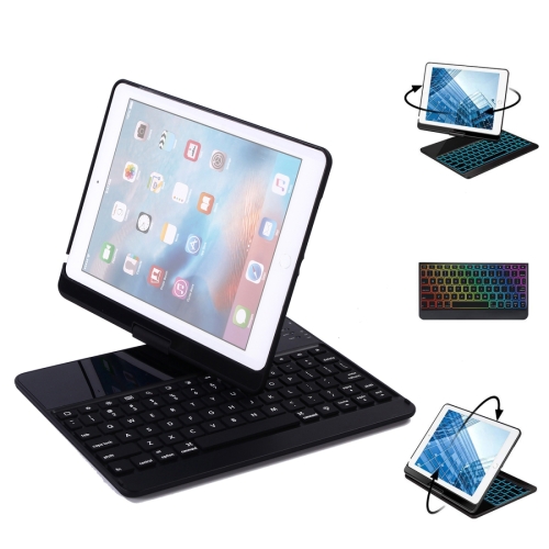 

360 Degrees Rotation Bluetooth Keyboard + Horizontal Flip Leather Case with Holder & Colorful Backlight for iPad Pro 9.7 inch, iPad Air, iPad Air 2, iPad 9.7 inch (2017), iPad 9.7 inch (2018) (Black)