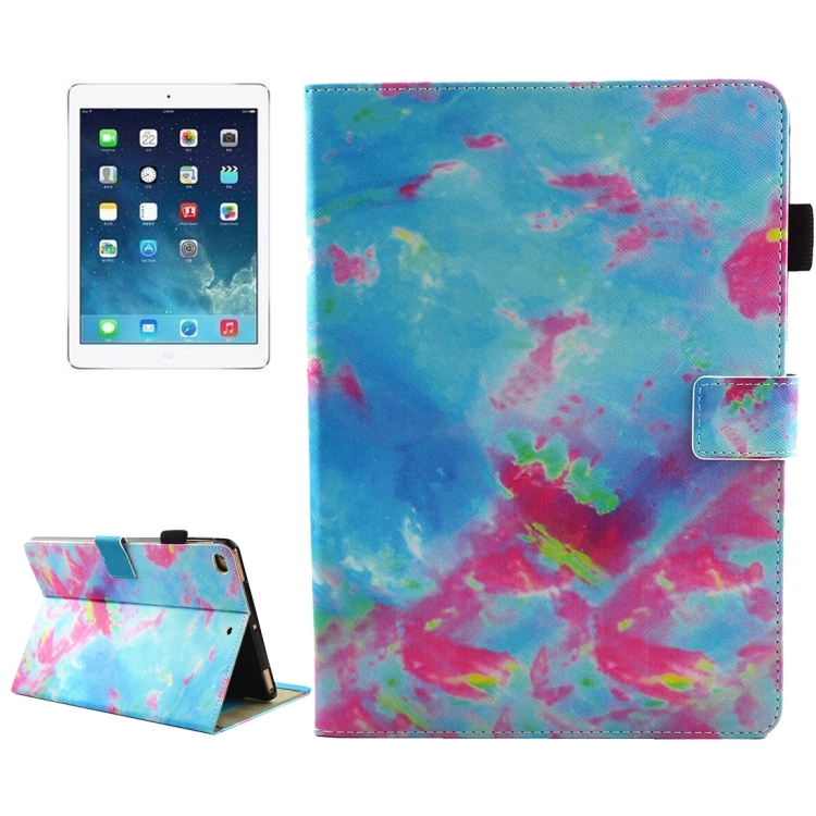 

For iPad 9.7 (2018) & iPad 9.7 inch 2017 / iPad Air / iPad Air 2 Universal Blue and Pink Marble Pattern Horizontal Flip Leather Protective Case with Holder & Card Slots & Sleep