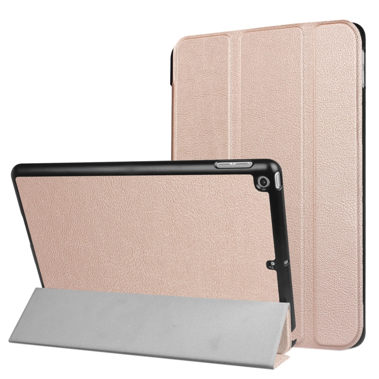 

For iPad 9.7 (2018) & iPad 9.7 (2017) Custer Texture Horizontal Flip Leather Case with Three-folding Holder & Sleep / Wake-up Function(Rose Gold)