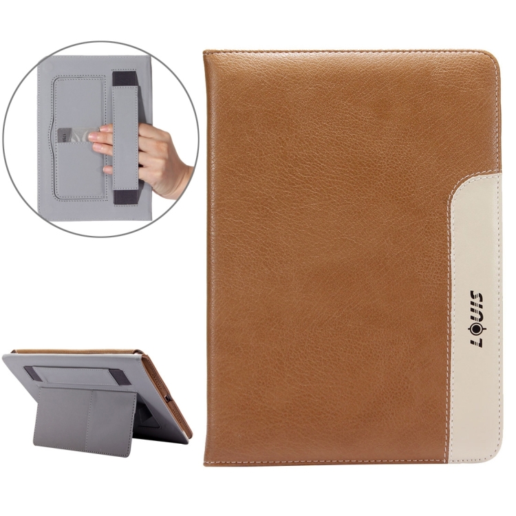 

LOUIS for iPad 9.7 (2018) & iPad 9.7 (2017) / iPad Pro 9.7 inch / iPad Air 2 / iPad Air Protective Leather Case with Holder & Card Slots & Hand Strap(Brown)