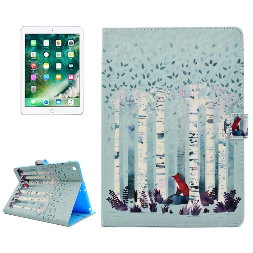 

For iPad 9.7 (2018) & iPad 9.7 (2017) Forest Fox Pattern Horizontal Flip Leather Protective Case with Holder & Card Slots & Wallet