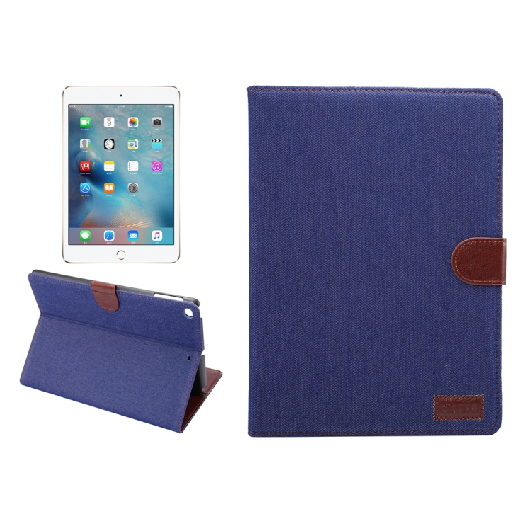 

For New iPad 9.7 Inch iPad air (IPAD5) & IPAD air2 (IPAD6) Universal Denim Cloth Texture Surface Horizontal Flip Leather Protective Case with Holder & Card Slots & Wallet & Sleep(Dark Blue)