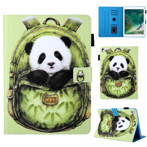 

School Bag Series Green Panda Pattern Horizontal Flip Leather Case for iPad Air / Air 2 / iPad Pro 9.7 2016 / iPad 9.7 2017 / iPad 9.7 2018, with Holder & Card Slot & Sleep / Wake-up Function