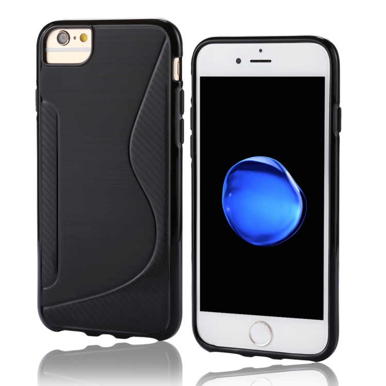 

For iPhone 8 & 7 S-Shaped Soft TPU Protective Cover Case(Black)