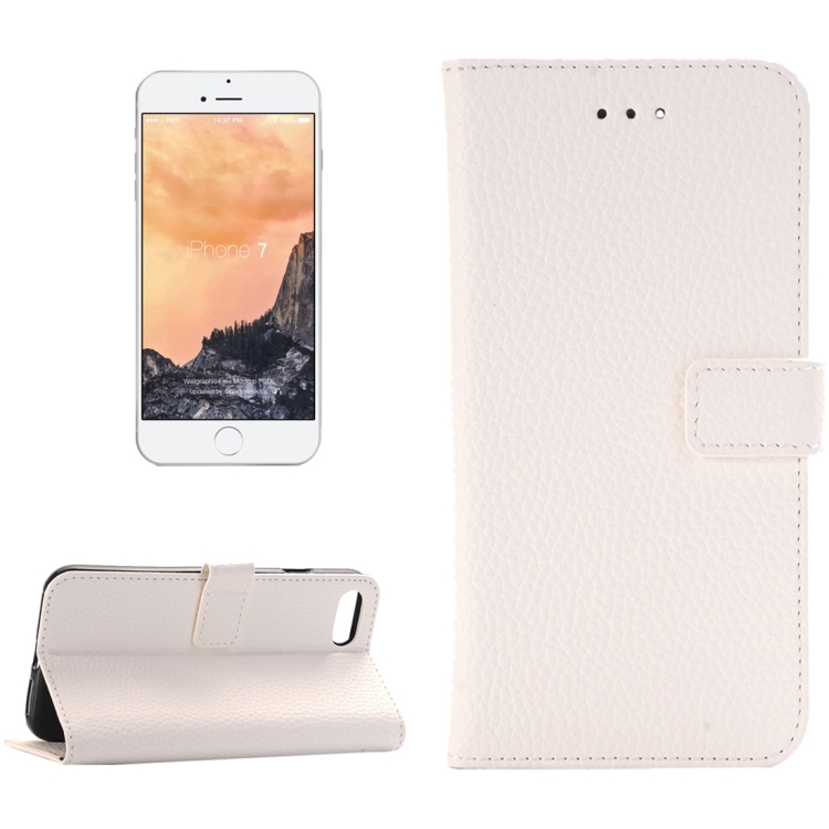 

For iPhone 8 & 7 Lichee Texture Horizontal Flip Leather Case with Holder & Card Slots & Wallet(White)