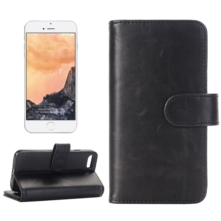 

For iPhone 8 & 7 Wallet Style Crazy Horse Texture Horizontal Flip Leather Case with Holder & Card Slots & Wallet(Black)