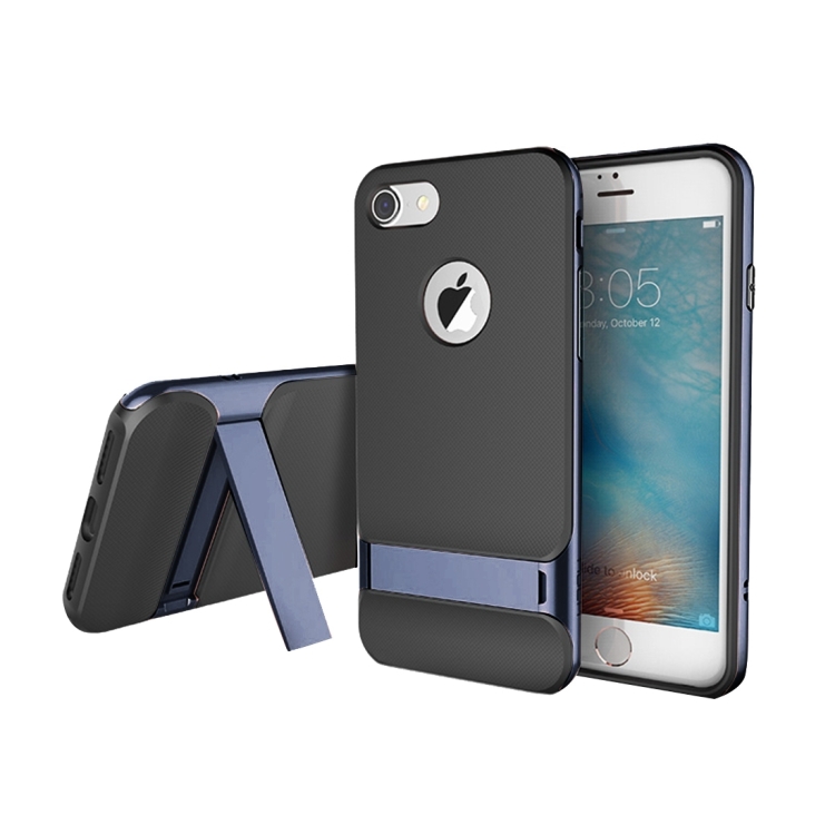 

Rock Royce Stand Series for iPhone 8 & 7 Business Style TPU + PC Protective Case with Holder(Dark Blue)