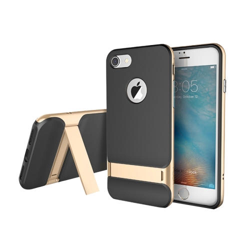 

Rock Royce Stand Series for iPhone 8 & 7 Business Style TPU + PC Protective Case with Holder(Gold)