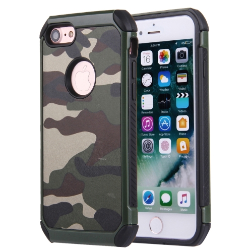 

For iPhone 8 & 7 Camouflage Patterns Shock-resistant Tough Armor PC + Silicone Combination Case(Green)