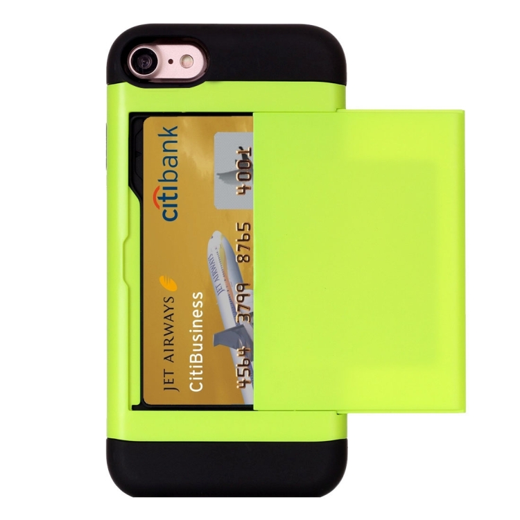 

For iPhone 8 & 7 Slide Style TPU + PC Combination Case with Card Slot(Green)