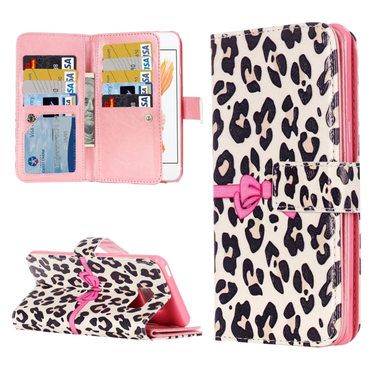 

For iPhone 8 & 7 White Leopard Embossed Pattern Horizontal Flip Leather Case with 9 Card Slots & Wallet & Holder