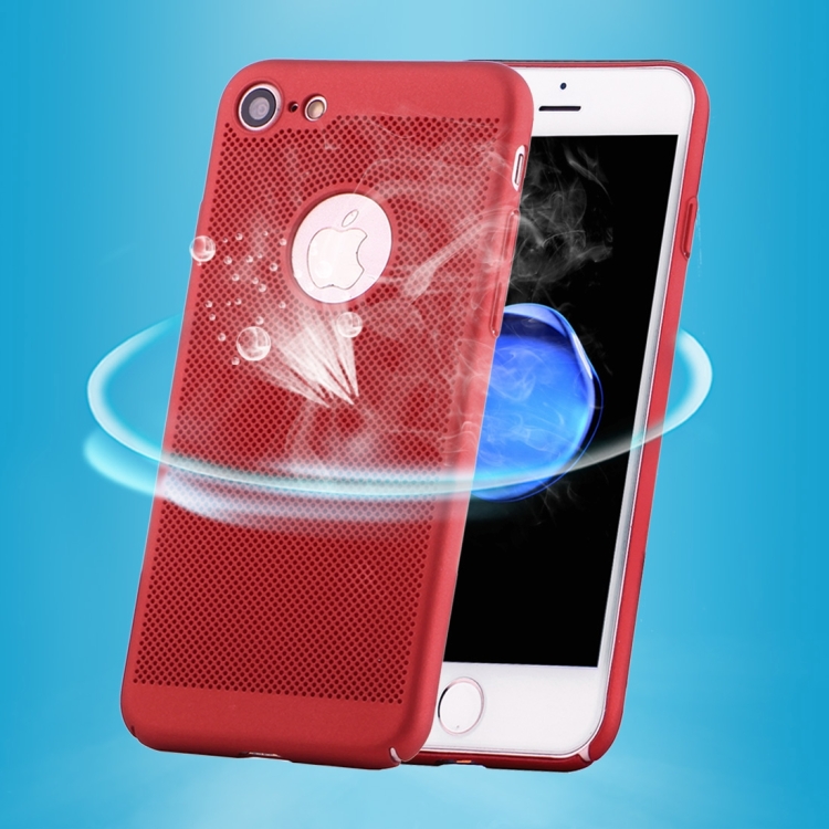 

For iPhone 8 & 7 Lightweight Breathable Full Coverage PC Shockproof Protective Back Cover Case (Red)