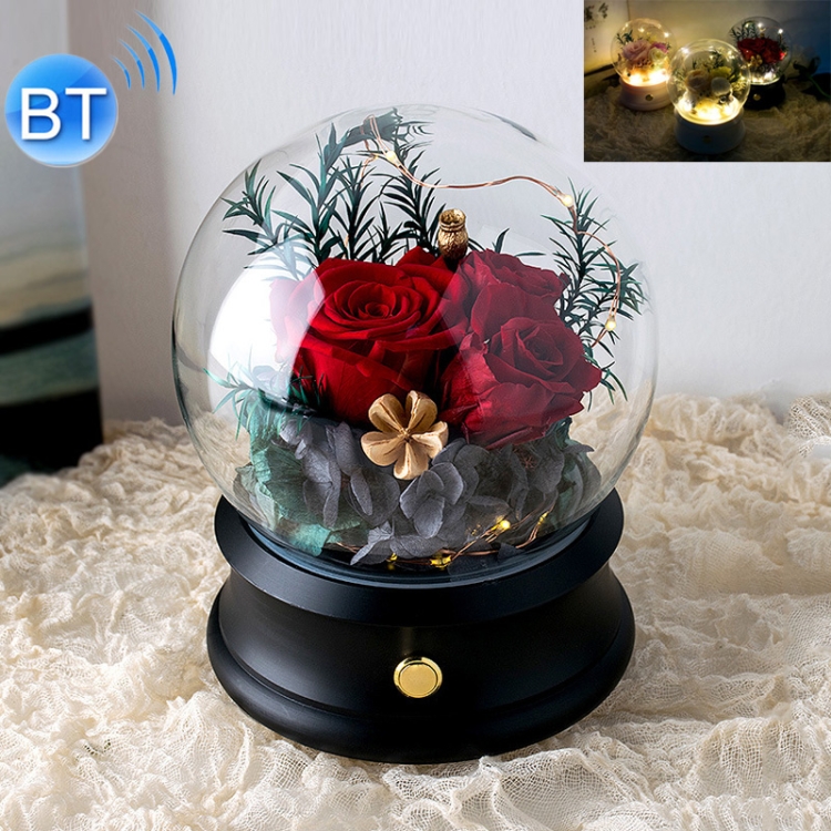 

Eternal Flower Round Crystal Ball Decoration Shape Bluetooth Speaker with Light (Black)