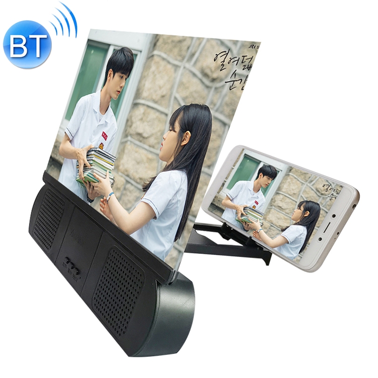 

F9 10 inch Universal Mobile Phone Screen Amplifier HD Video Amplifier with Silicone Suction Cup Stand & Bluetooth Speaker (Black)