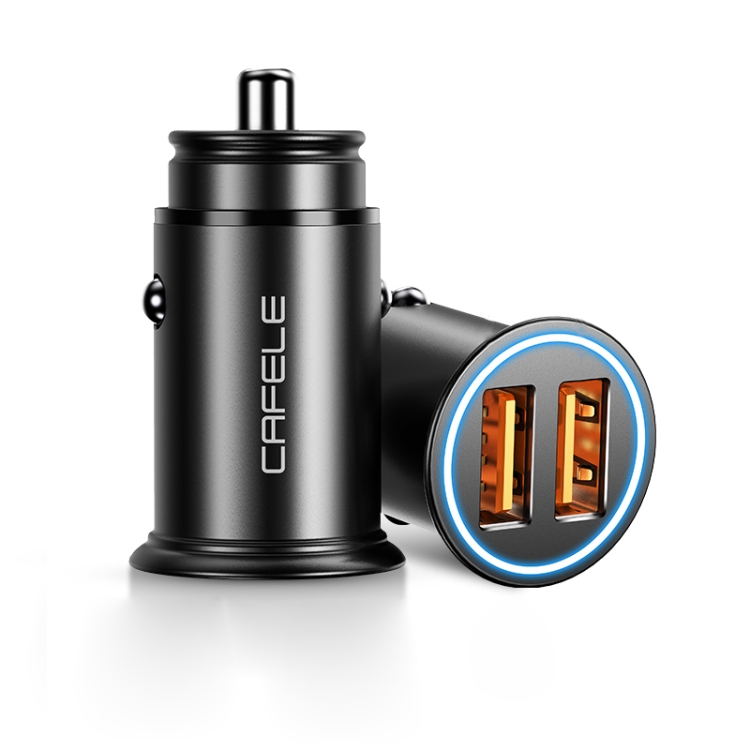 

CAFELE Gezhi Series 30W PD3.0+ Dual USB Interface, Zinc Alloy Shell Fast Charging Car Charger(Black)