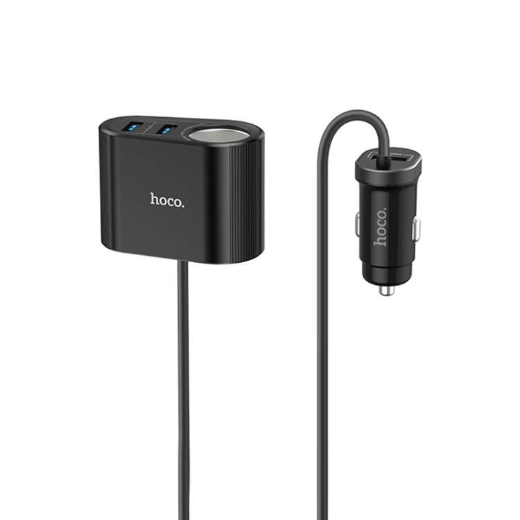 

hoco Z35A Three USB Output + Cigarette Lighters Tulu Front and Rear Seat Car Charger (Black)